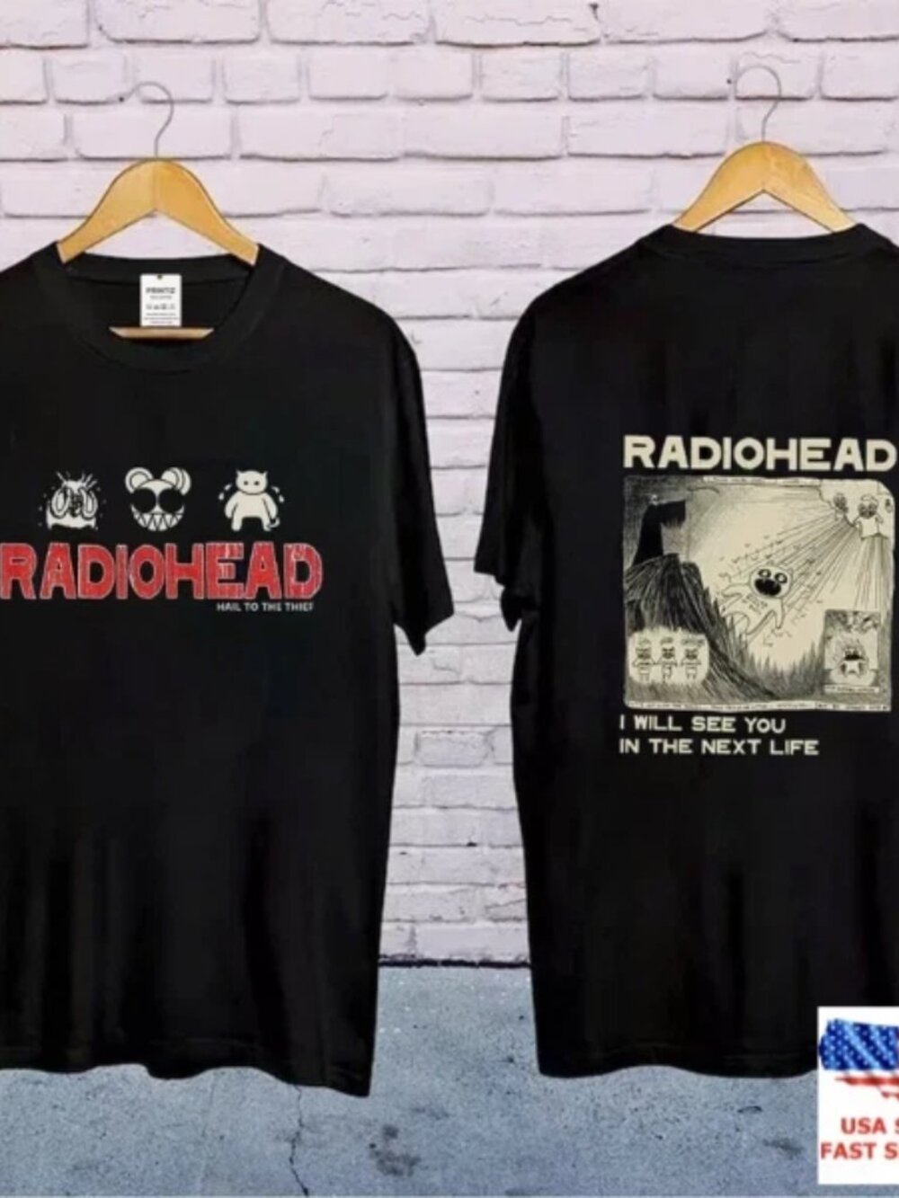 Radiohead Band Short Sleeve Two Sided T Shirt